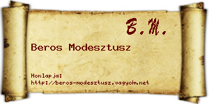 Beros Modesztusz névjegykártya